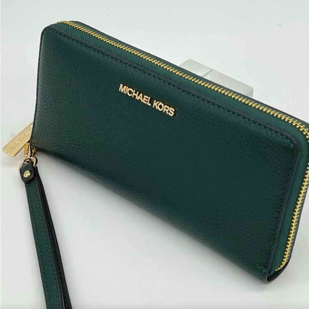 Michael Kors Large Continental Wallet Wristlet Racing Green